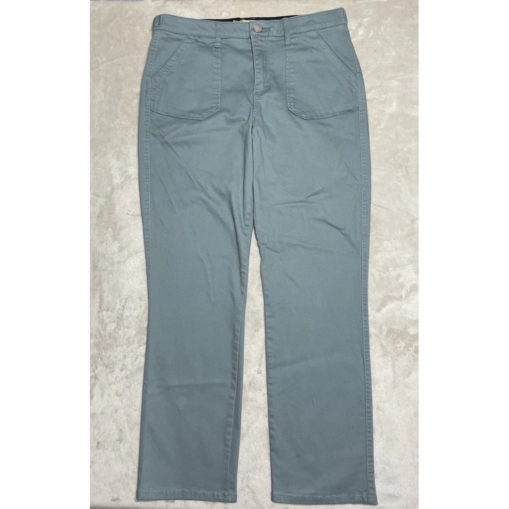 Democracy Jeans Womens 12 AbTechnology Green Denim Elastic Waist Tapered Leg